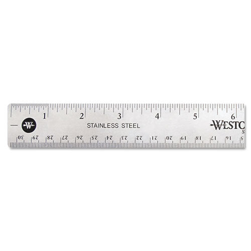 ESACM10415 - Stainless Steel Office Ruler With Non Slip Cork Base, 12"