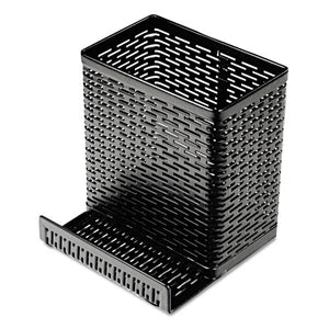 ESAOPART20014 - Urban Collection Punched Metal Pencil Cup-cell Phone Stand, 3 1-2 X 3 1-2, Black