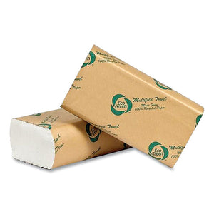 Recycled Multifold Paper Towels, 1-ply, 9.5 X 9.5, White, 250-pack, 16 Packs-carton