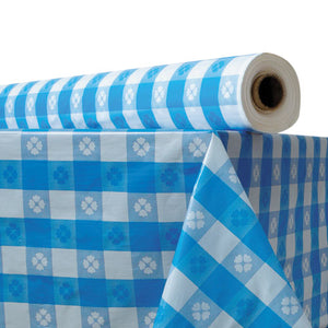 ESATL2TCB300GIN - Plastic Table Cover, 40" X 300 Ft Roll, Blue Gingham