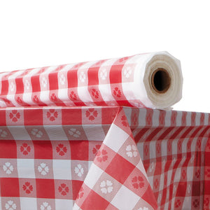 ESATL2TCR300GIN - Plastic Table Cover, 40" X 300 Ft Roll, Red Gingham