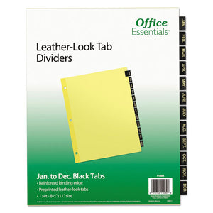 ESAVE11484 - Preprinted Black Leather Tab Dividers, 12-Tab, Letter
