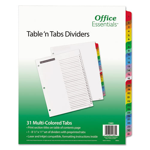 ESAVE11681 - Table 'n Tabs Dividers, 31-Tab, Letter