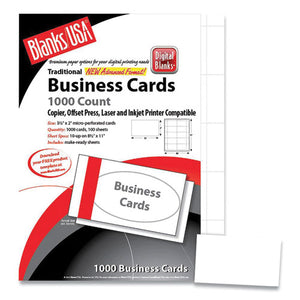 Printable Microperforated Business Cards, Copier-inkjet-laser-offset, 2 X 3.5, White, Smooth, 1,000-pack