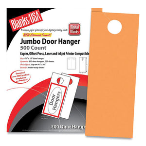 Jumbo Micro-perforated Door Hangers, 65 Lb, 8.5 X 11, Hunter's Orange, 2 Hangers-sheet, 250 Sheets-pack