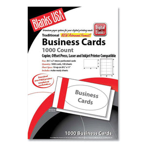 Printable Microperforated Business Cards, Copier-inkjet-laser-offset, 2 X 3.5, White, Bristol, 1,000-pack