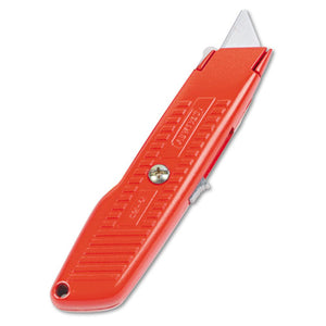 ESBOS10189C - Interlock Safety Utility Knife W-self-Retracting Round Point Blade, Red Orange