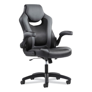 9-one-one High-back Racing Style Chair With Flip-up Arms, Supports Up To 225 Lbs., Black Seat-gray Back, Black Base