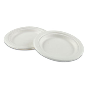Bagasse Molded Fiber Dinnerware, Bowl, 6.25" Diameter, White, 1,000-carton