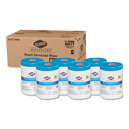 ESCLO30577CT - Bleach Germicidal Wipes, 6 X 5, Unscented, 150-canister, 6 Canisters-carton