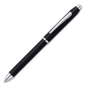 Tech3+ Multi-function Ballpoint Pen-stylus, Retractable, Medium 1 Mm, Black-red Ink, Satin Black-chrome-plated Accents Barrel
