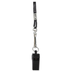ESCSIBP601 - Sports Whistle With Black Nylon Lanyard, Plastic, Black