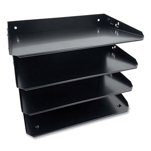 Steel Horizontal File Organizer, 4 Sections, Letter Size Files, 12 X 8.66 X 9, Black