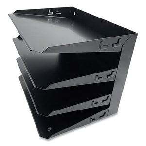 Steel Horizontal File Organizer, 4 Sections, Letter Size Files, 12 X 8.66 X 9, Black