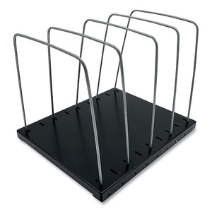 Steel Wire Vertical File Organizer, 4 Sections, Letter Size Files, 8 X 9.75 X 7.5, Black-metal Gray