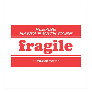 Pre-printed Message Labels, Fragile-please Handle With Care-thank You, 2 X 3, White-red, 500-roll