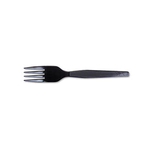 ESDXEFM507 - Plastic Cutlery, Heavy Mediumweight Forks, Black, 100-box