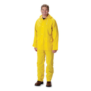 Premium Three-piece Rain Suit, Pvc-polyester, 0.35 Mm Thick, Yellow, X-large (56" Chest, 50" Waist)