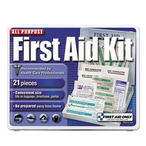 ESFAO110 - All-Purpose First Aid Kit, 21 Pieces, 4 3-4 X 3 X 1-2, Blue-white