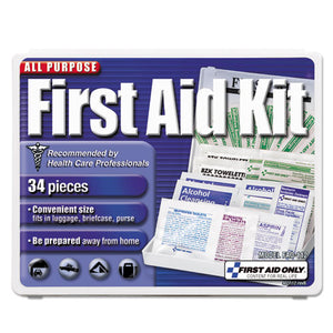 ESFAO112 - All-Purpose First Aid Kit, 34 Pieces, 3 3-4 X 4 3-4 X 1-2, Blue-white