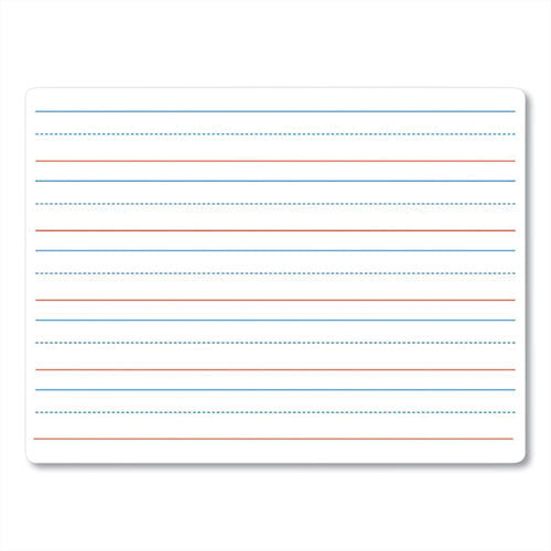 Two-sided Red And Blue Ruled Lap-size Dry Erase Board, 12 X 9, Ruled White Front Surface, Unruled White Back Surface