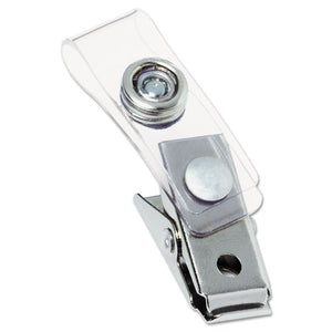 ESGBC1122897 - Metal Badge Clips With Plastic Straps, Silver, 100-box