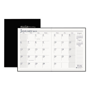 ESHOD26002 - RECYCLED RULED PLANNER WITH STITCHED LEATHERETTE COVER, 8.5X11, BLACK, 2018-2020