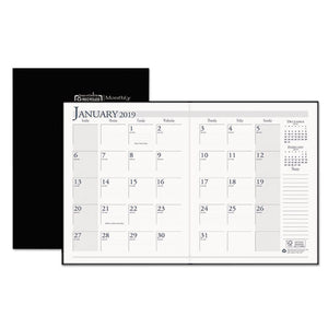 ESHOD260602 - RECYCLED RULED 14-MONTH PLANNER, LEATHERETTE COVER, 7 X 10, BLACK, 2018-2020