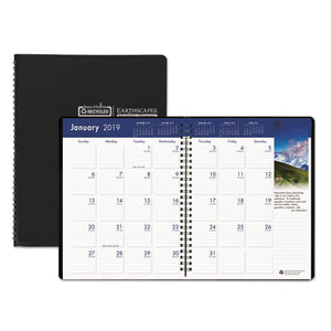 ESHOD26402 - RECYCLED EARTHSCAPES FULL-COLOR MONTHLY PLANNER, 8 1-2 X 11, BLACK, 2018-2020