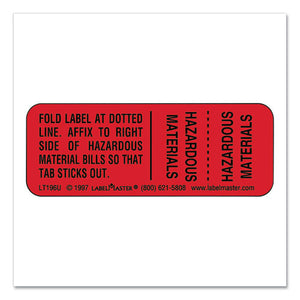 Hazmat Shipping Paper Tab Labels, Hazardous Materials, 2 X 0.75, Red, 500-roll