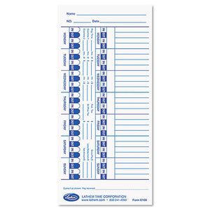 ESLTHE100 - Time Card For Lathem Models 900e-1000e-1500e-5000e, White, 100-pack