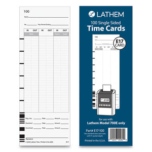 ESLTHE17100 - E17-100 TIME CARD, BI-WEEKLY-MONTHLY-SEMI-MONTHLY-WEEKLY, ONE SIDE, 9", 100-PACK