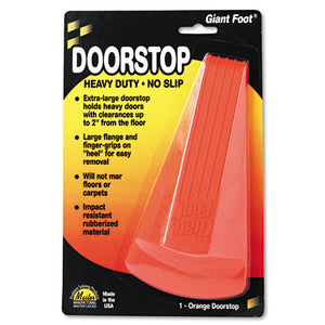 ESMAS00965 - GIANT FOOT DOORSTOP, NO-SLIP RUBBER WEDGE, 3 1-2W X 6 3-4D X 2H, SAFETY ORANGE