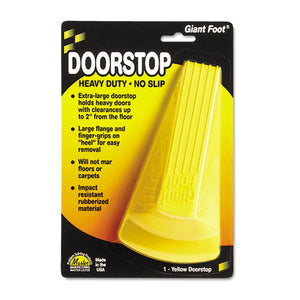 ESMAS00966 - GIANT FOOT DOORSTOP, NO-SLIP RUBBER WEDGE, 3 1-2W X 6 3-4D X 2H, SAFETY YELLOW