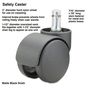 ESMAS64235 - Safety Casters,oversize Neck, Nylon, B Stem, 110 Lbs.-caster, 5-set
