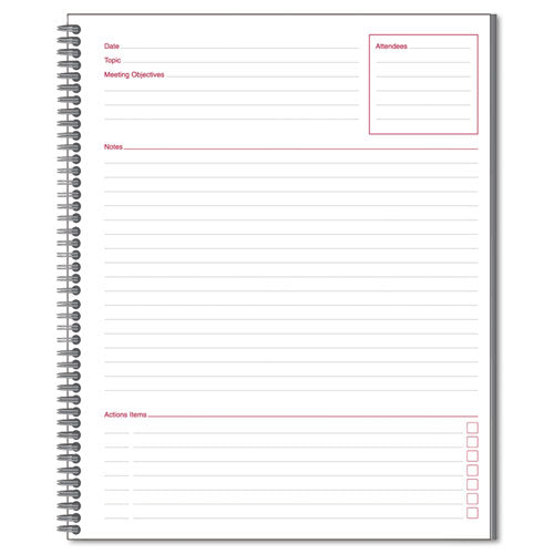 ESMEA06132 - Side Bound Guided Business Notebook, Linen, Meeting Notes, 11 X 8 1-4, 80 Sheets