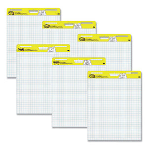 Self-stick Easel Pads, Quadrille (1 Sq-in), 25 X 30, White, 30 Sheets, 6-pack