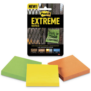 ESMMMXTRM333TRYMX - WATER-RESISTANT SELF-STICK NOTES, MULTI-COLORED, 3" X 3", 45 SHEETS, 3-PACK