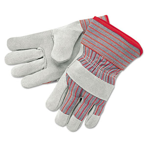 ESMPG1200XL - Economy Grade Leather Gloves, White-red, X-Large, 12 Pairs