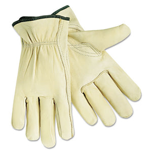 ESMPG3211L - Economy Leather Drivers Gloves, White, Large, 12 Pairs