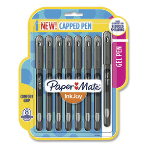 Inkjoy Gel Pen, Stick, Medium 0.7 Mm, Black Ink, Black Barrel, 8-pack