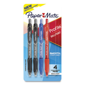 Profile Ballpoint Pen, Retractable, Medium 1 Mm, Assorted Ink And Barrel Colors, 4-pack