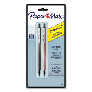 Advanced Mechanical Pencils, Hb (#2), 0.7 Mm, Black Lead, Gun Metal Gray; Rose Gold Barrel, 2-pack