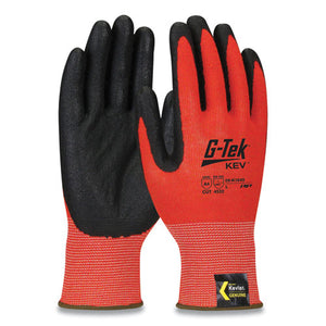Kev Hi-vis Seamless Knit Kevlar Gloves, X-large, Red-black