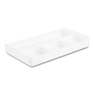 The Get-it-together Drawer Organizer, 4 Compartments, 13.5 X 7.75 X 2, Polystyrene Plastic, White