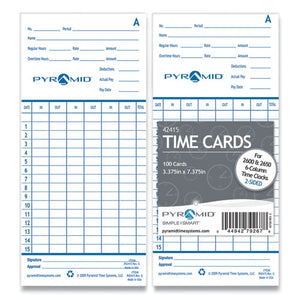 Time Clock Cards For Pyramid Technologies 2000-6000, Two Sides, 3.38 X 7.44, 100-pack