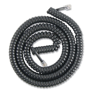 Coiled Phone Cord, Plug-plug, 12 Ft, Black