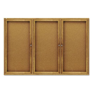 ESQRT367 - Enclosed Bulletin Board, Natural Cork-fiberboard, 72 X 48, Oak Frame
