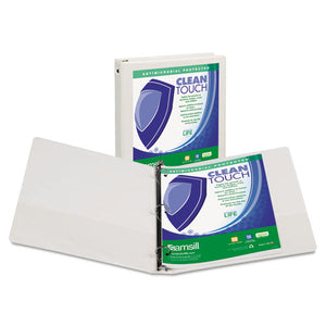 ESSAM17297 - Clean Touch Round Ring View Binder, Antimicrobial, 4", White