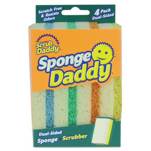 ESSCBSPDDY4 - Sponge Daddy Dual-Sided Sponge, 3 3-8 X 5.563 X 2 5-8, Assorted,4-pk,20pk-ctn